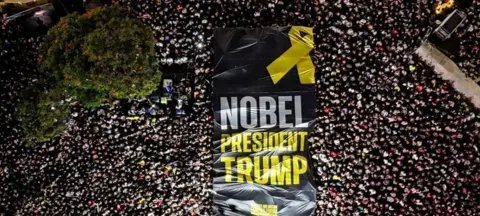 Manifestação em Tel Aviv exalta Trump às vésperas de libertação de reféns pelo Hamas - Imagem do artigo original